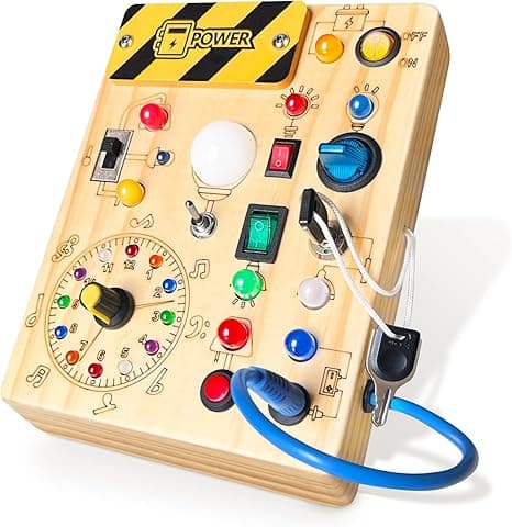 Busy Board, Montessori Toy for 1-3 Years Old, Wooden Toddler Sensory Travel Toy - $22.99 - 4.5 star rating