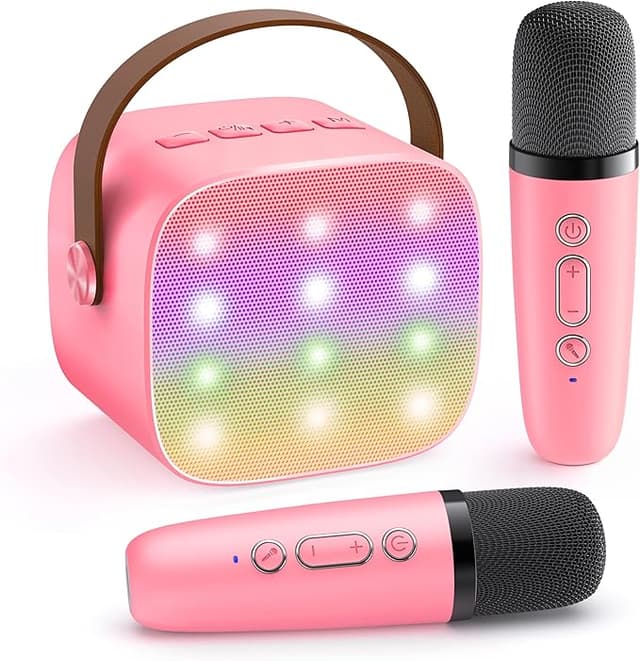 YLL Mini Karaoke Machine for Kids Adults, Portable Bluetooth Speaker with 2 Wireless Microphones - $24.99 - 4.6 star rating