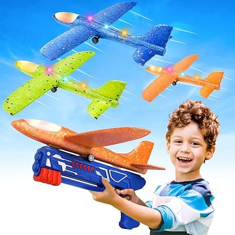 Fuwidvia 3 Pack Airplane Launcher Toys, 13.2" LED Foam Glider Plane Toy - $23.99 - 4.4 star rating